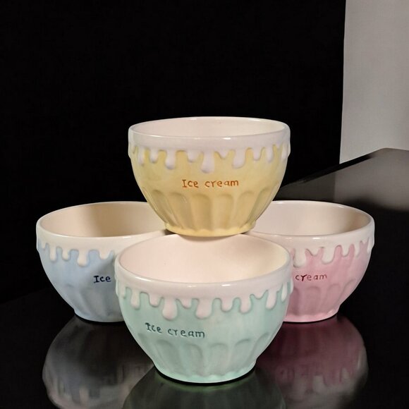 Vintage Ceramic Ice Cream Bowls Set of 4 Made Exclusively for JM Smuckers Co - Picture 8 of 13